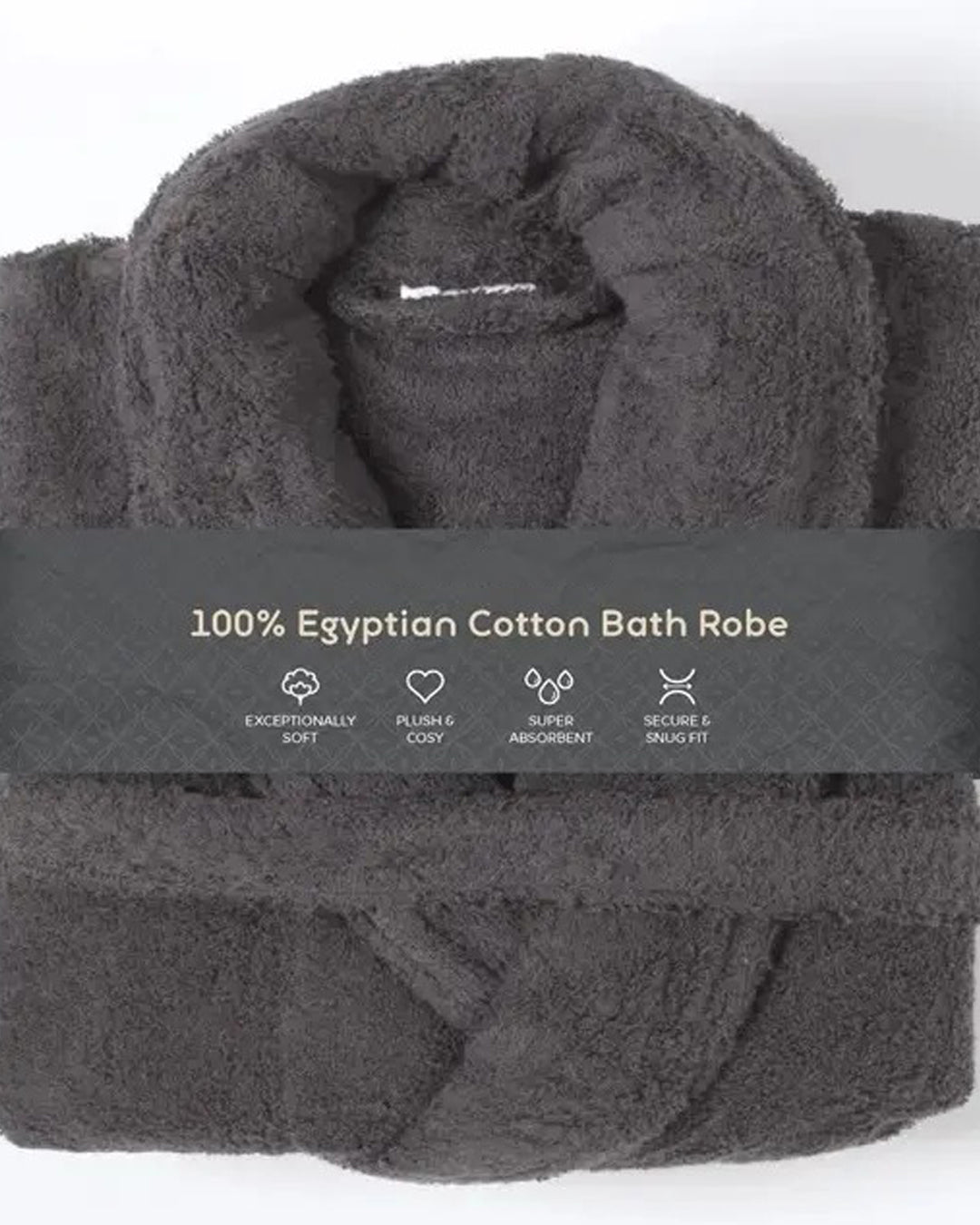 100% Egyptian Cotton Bath Robe – Charcoal, Large, Soft, Absorbent & Luxury Spa Comfort