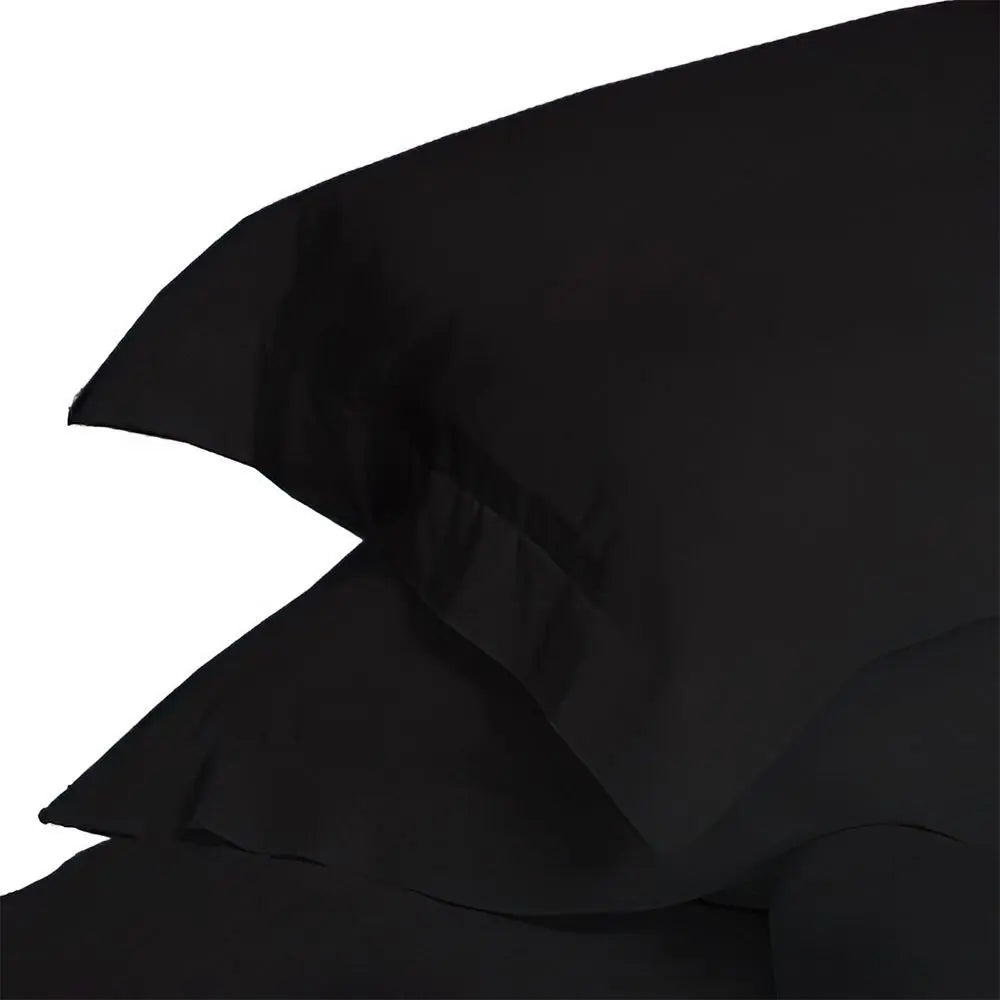 Polycotton Non Iron Percale 180 Thread Count Oxford Pillow Cases, Black, Pair