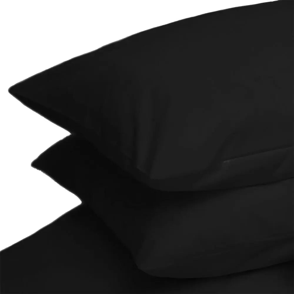 Polycotton Non-Iron Percale Housewife Pillowcases – 180 Thread Count, Black, Pair