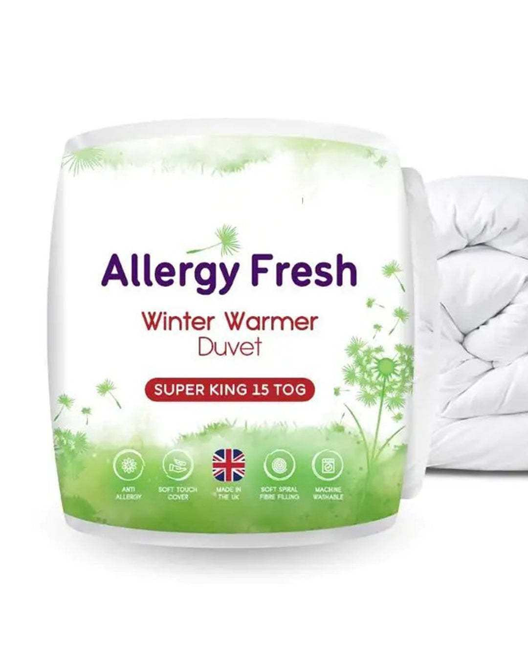 Allergy Fresh Anti-Allergy Hollowfibre Duvet 15 Tog – Super King Size, Hypoallergenic & Warm